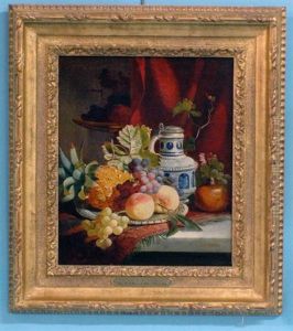 Still Life With Fruit And Stoneware Tankard by Joseph Denovan Adam