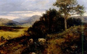 Spatsommerliche Schottische Landschaft Mit Heimkehrenden Kuhen by Joseph Denovan Adam