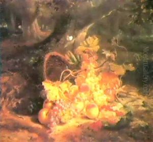 Still Life Of Fruit In A Forest by Joseph Denovan Adam