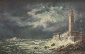 Tempetes Au Havre (2 Works) by Marie-Edouard Adam Of Le Havre