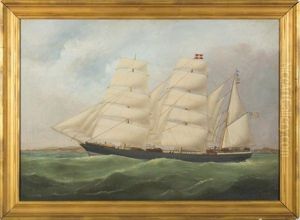 The Bark America Off Le Havre by Marie-Edouard Adam Of Le Havre
