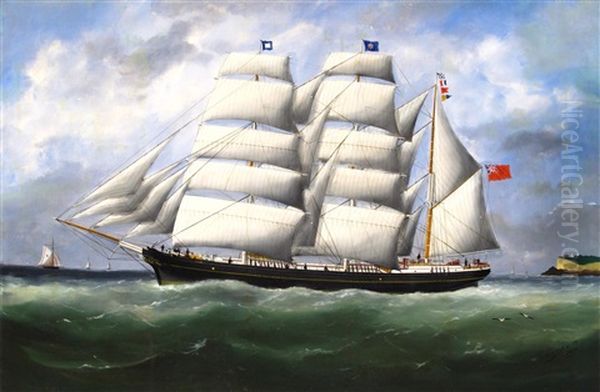 The Barque Ifafa Under Full Sail Leaving Le Havre - view 1
