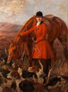 Portrait Einer Reiterin In Rotem Jacket