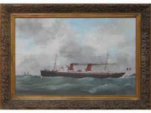Le Transatlantique "la Savoie" Quittant Le Havre by Victor Charles Edouard Adam