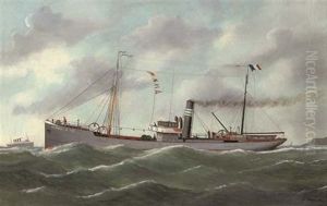 The French Coaster "le Perrey" Outward-bound From Le Havre by Victor Charles Edouard Adam