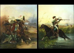 Araber Zu Pferd Mit Sabel (+ Araber Zu Pferd Mit Gewehr; Pair)