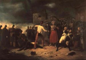 Scene De Revolte Dans Une Rue De Paris by Victor Adam