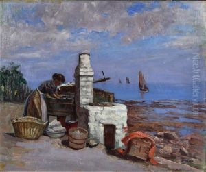 Washer Woman, Washing Abalone (old Monterey) by William C. Adam