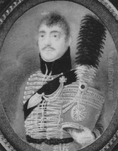 Bildnis Eines Offiziers In Gruner Uniform by Johann Adamek