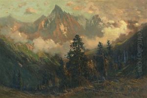 Mountains At Sunset by Charles Partridge Adams