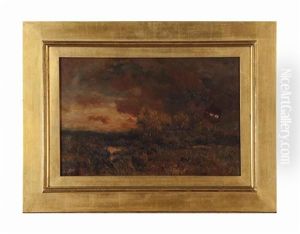 Landscape At Sunset by Charles Partridge Adams