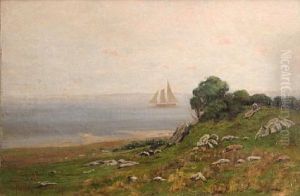 Ship Sailing Off The Coast (san Francisco Bay?) by Charles Partridge Adams