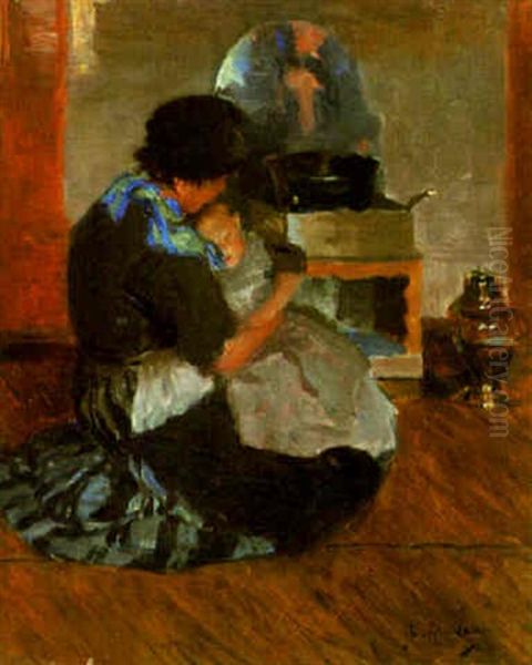 A Mother Comforting Her Child - view 1