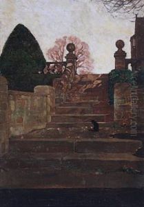 Cat On A Flight Of Steps by William Dacres Adams