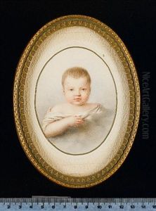 A Baby Wearing White Dress In Clouds by Christian Mathias Adler