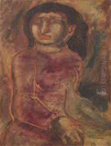 Woman With Dove by Jankel Adler