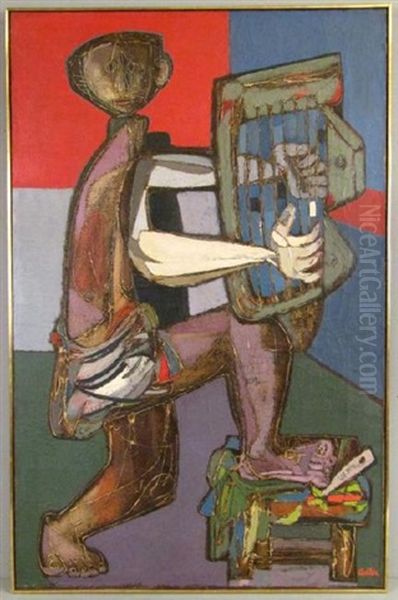 King David Playing A Sitar by Jankel Adler