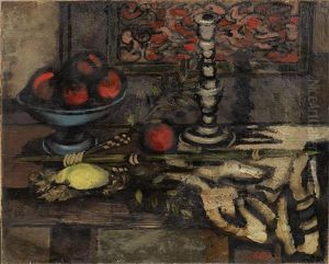 Still Life With Fruit And Candlestick by Jankel Adler