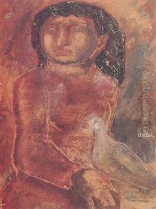 Woman With Dove by Jankel Adler