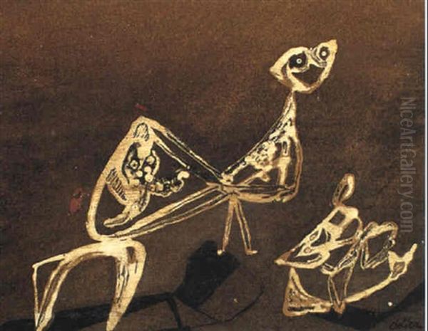 Abstract Figures With Bird - view 1