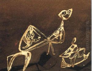 Abstract Figures With Bird by Jankel Adler