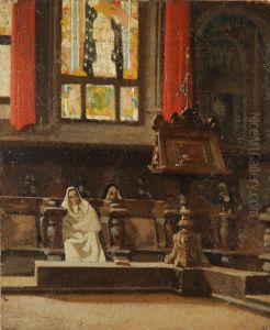 Frati Nel Coro Di S.miniato Al Monte by Giuseppe Abbati