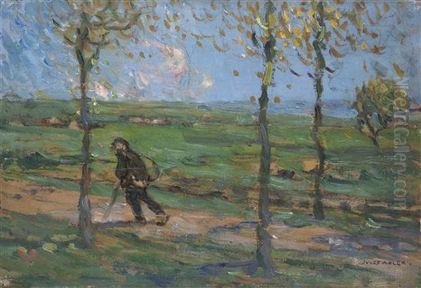 Cheminot Traversant La Campagne - view 1