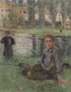 Pojkar Med Metspon I Sommarlandskap by Jules Adler