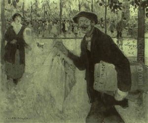Le Vendeur De Journaux - La France by Jules Adler