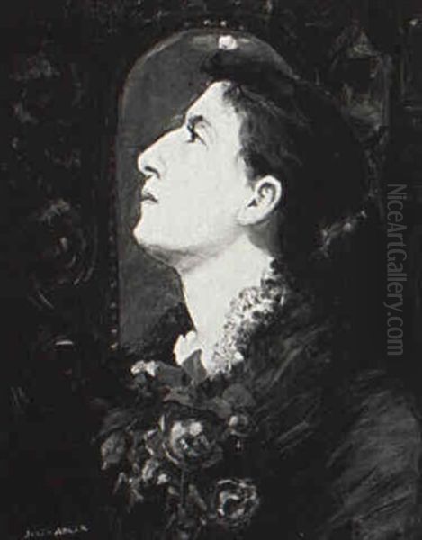 Portrait Of A Woman With A Bouquet Of Roses - view 1