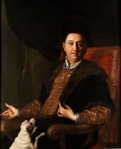 Portrait Eines Adeligen Herrn Mit Weissem Hundchen by Salomone Adler