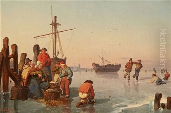 Skaters On A Frozen Canal - view 1