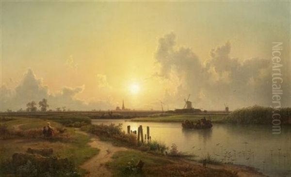 Sonnenuntergang In Niederlandischer Flusslandschaft - view 1