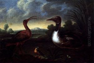 Wasservogel In Einer Landschaft by Josef Franz Adolph