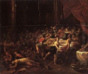 Phineus Interrupting The Marriage Between Perseus And Andromeda by Vincent Adriaenssen