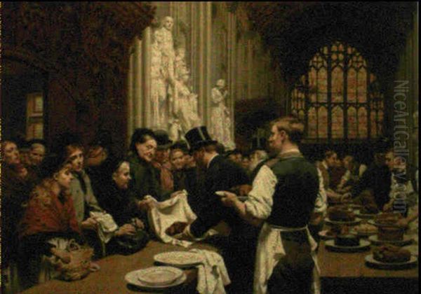 Feeding The Hungry After The Lord Mayor's Banquet, Interior Of Guildhall - view 1