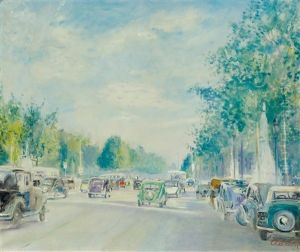 Paris Street Scene by Lucien Adrion