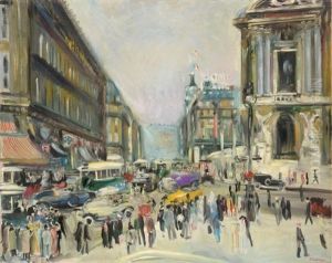 Rue Auber And The Opera, Paris by Lucien Adrion