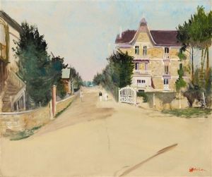 Untitled (strasse In Bievres Mit Spaziergangern) Untitled (strasse In Bievres Mit Spaziergangern)