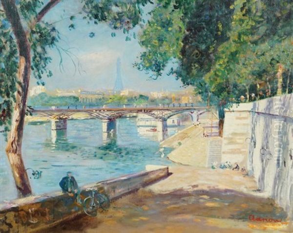By The Seine, With Eiffel Tower In The Background - view 1