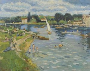 Baigneurs Sur Les Bords De Marne by Lucien Adrion