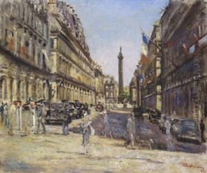 Paris, Rue De Castiglione Mit Blick Auf Die Vendome-saule by Lucien Adrion