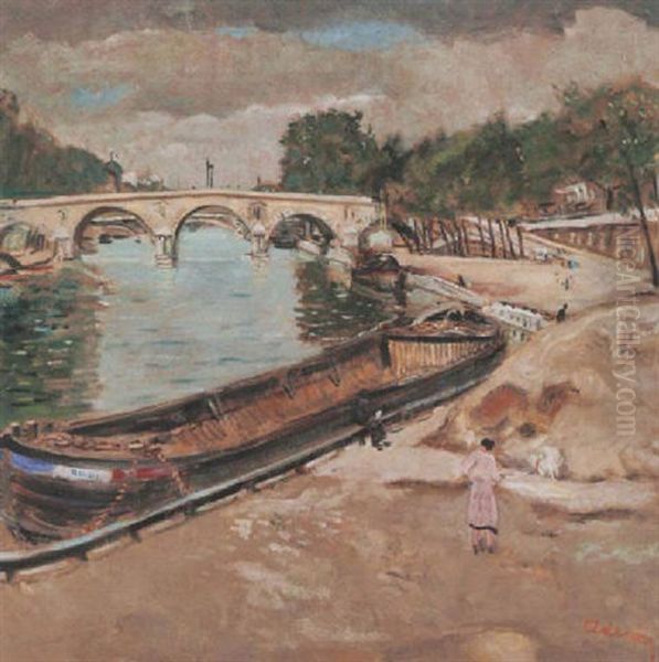 Pont Parisien Avec Peniche - view 1