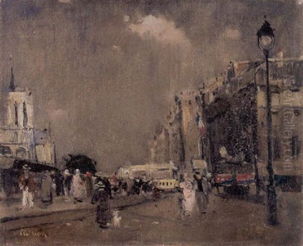 Paris, Quai Montebello Mit Notre Dame - view 1