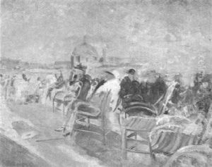 Along The Boardwalk In Nice by Lucien Adrion