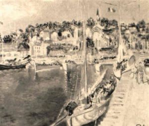 Hagen Von Deauville Mit Vor Anker Liegenden Segelbooten by Lucien Adrion