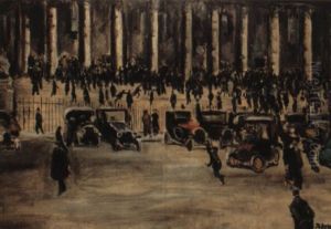 La Place De La Bourse by Lucien Adrion