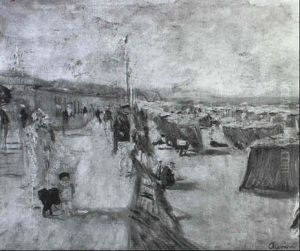 Sommerliche Strandszene Unter Blauem Himmel by Lucien Adrion