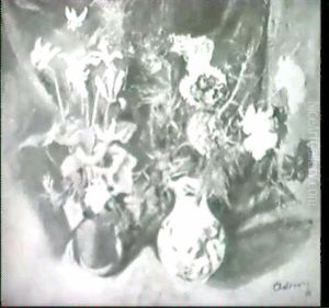 Blumenstilleben Mit Alpenveilchen                           Und Roten Nelken