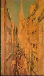 La Grande Rue A Saint Malo by Lucien Adrion